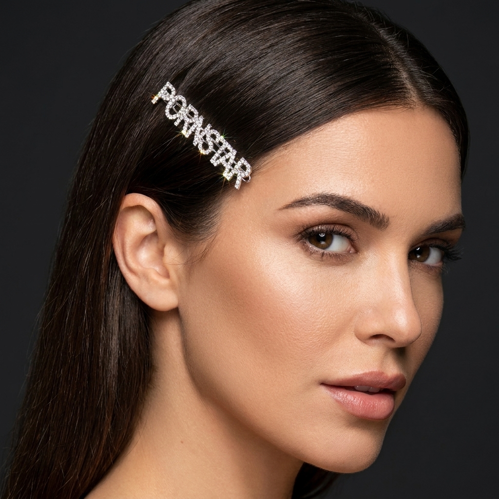 Dazzling Rhinestone 'PORNSTAR' Lettering: Shine Boldly